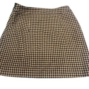 Nine West Houndstooth Mini Skirt Black Tan Size M